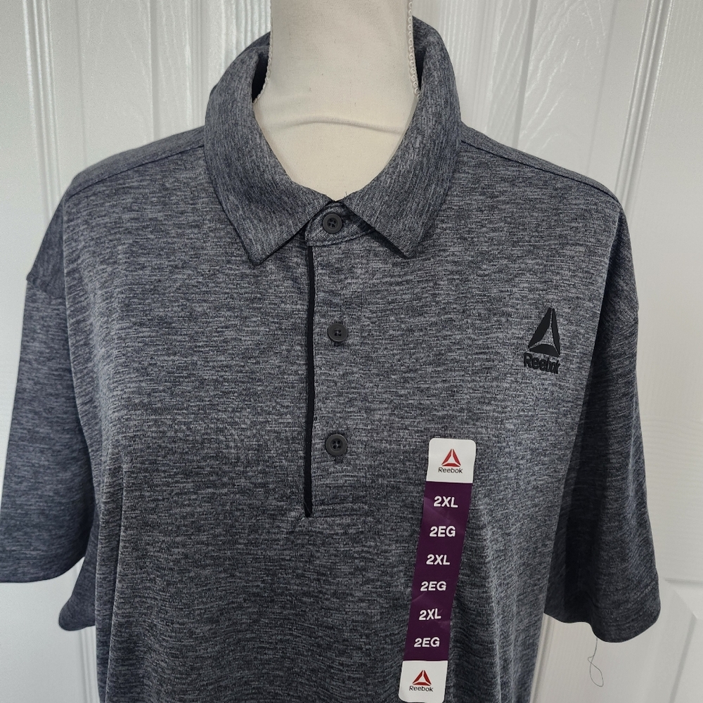 Men's Reebok Size 2XL Gray Short Sleeve Polo